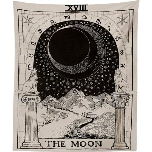Black Grey Wall Hanging Tapestry European Moon Sun Star Printed Bedspread Blanket Large Tapestries Cover 130*150cm