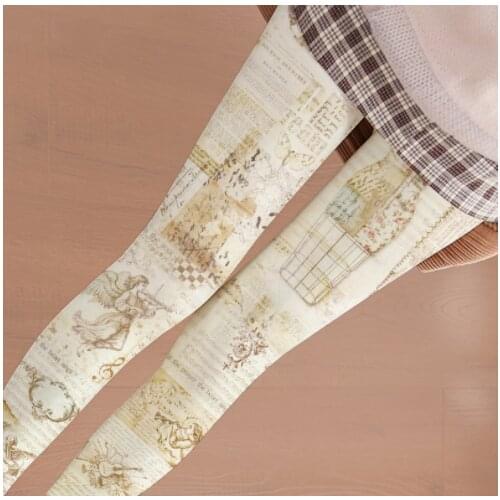 NEW fall sweet lovely Japanese lolita girls Velvet tights 80D rose lady print off white Pantyhose pink Stockings HR