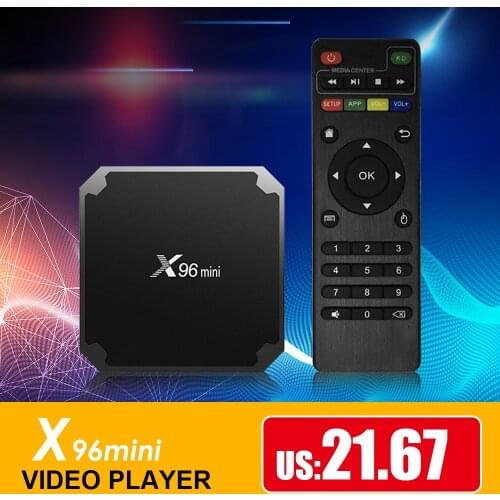 NEW X96mini Android TV Box Android 7.1 Smart Set Top Box S905W Quad Core support 2.4G Wireless WIFI Set Top Box + IR CABLE