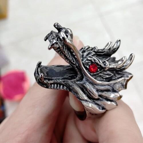 Openable beer lid Hot Sale Antique Engraved Dragon Party Male Ring Silver Stainless Steel Rings for Men Cool Jewelry New