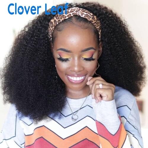 Headband Wigs Afro Kinky Curly Headband Wig Brazilian Head Band Wig 150% Remy Headband Wig Human Hair Free Headbands For Women