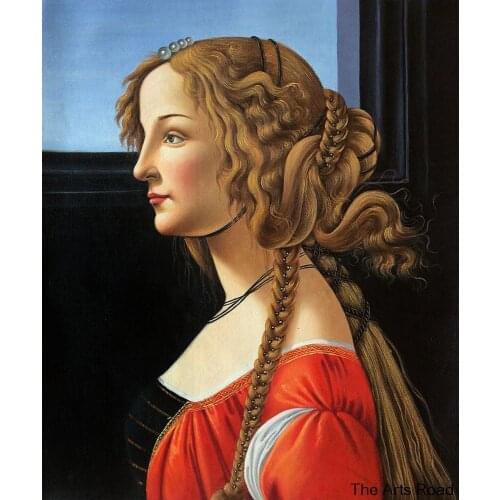 Portrait Oil Painting Hand Painted Oil on Canvas Portrait of Simonetta Vespucci by Sandro Botticelli Abstract Wall Art