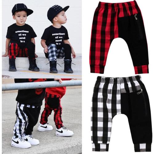 Pudcoco Spring Autumn Children Baby Boy Pants Toddler Kids Boys Plaid Bottom Trousers Casual Harem Pants 1-6 Year