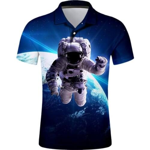 Pullover Men Clothing 3D Printed Short Sleeve Polo Shirt Astronaut Sweatshirts Fashion Streetwear Harajuku Children Casual Shirt