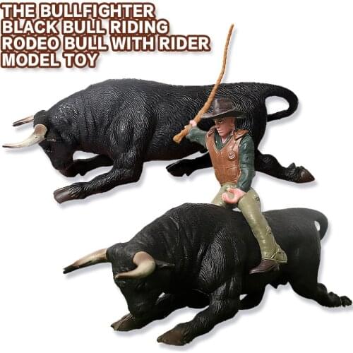 Realistic Person Model Matador Bullfighting Competition Black Bull and Rider Action Fidget Toy figurine Playset Decoration Gift