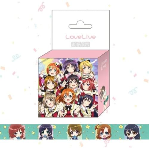 1.5cm*5m Cute Anime Love Live Washi Sellotape Self-adhesive Paper Scotch Tape Kids DIY Scrapbooking Sticker Label Masking Tapes