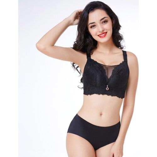 Sexy Bra Lace Transparent Unlined Bralette Wire Free Thin Mesh Women Panties Underwear Women Push Up Lingerie Set 2019