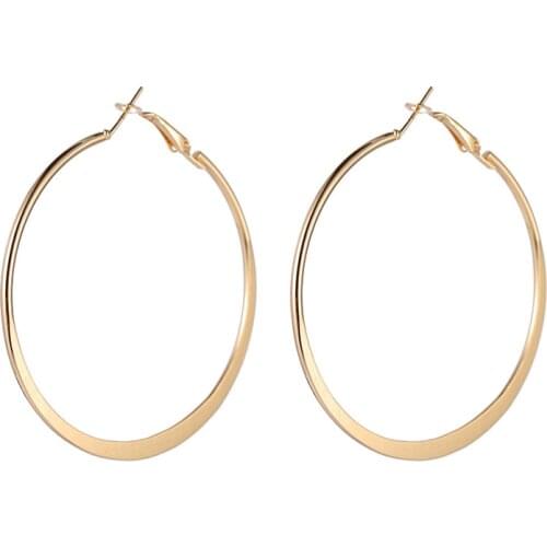Fashion Large Hoop Earrings 40mm 60mm 80mm Big Smooth Circle Earrings Round Brincos Loop Earrings for Women Jewelry Party Gifts