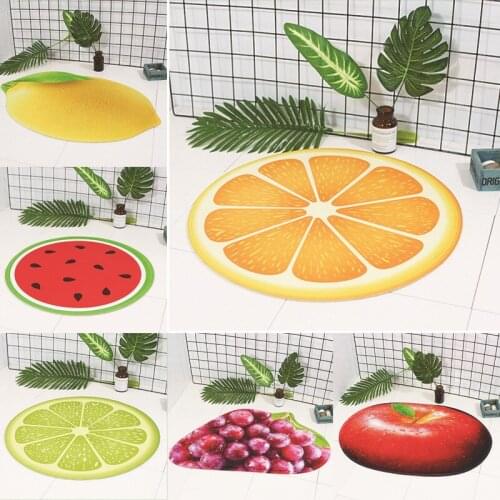 Fruit Thermal Transfer Floor Mat Door Mats Bathroom Kitchen Anti-slip Absorbent Carpet Round Area Rug for Living Room