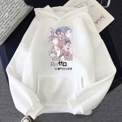 Hoodie Women Loose Coloes 12 2021 Spring Subaru Natsuki Print Ainme Re Zero Sweatshirt Men Harajuku Pullover Unisex Student Wram