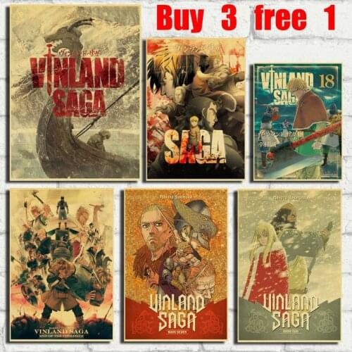 Vinland Saga Cartoon Retro Kraft Poster Bar Office Cafe Home Art Wall Sticker