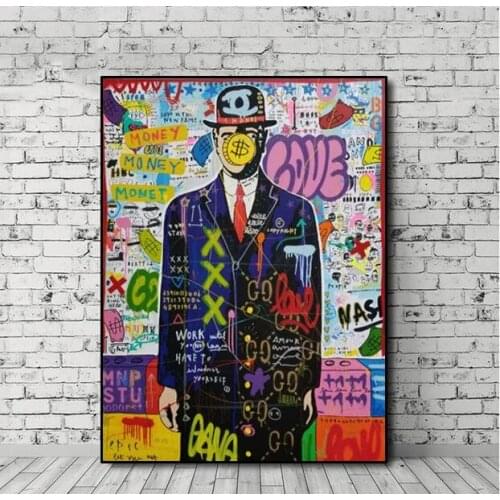 High Quality Hand Painted Creative Graffiti Popular Art Super Star On Canvas For Childrens Bedroom Wall Decoration