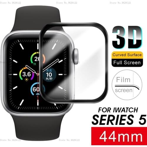 3D Screen Tempered Glass For Apple Watch 40mm 44mm 9H Curved Full Screen Protector For i Watch Series 5 Glass Protection Flim