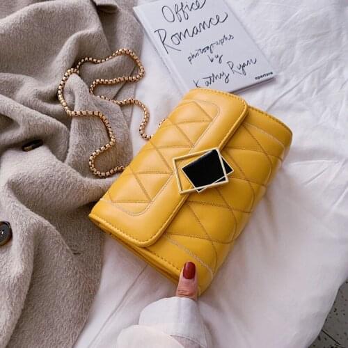 PU Leather Purses and Handbags for Women 2021 Designer Luxury Girls Female Shopper Elegant Rhombus Classic Square Buckle Wallets