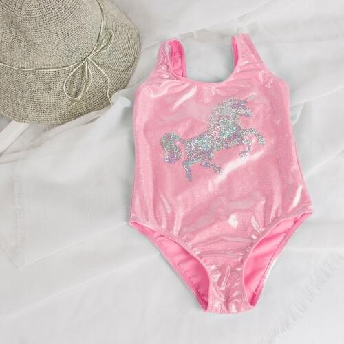3 Colors Horse Gilding Girls Swimwear Children Swimsuit Fused Kids One Piece Swimsuits 2020 Bathing Suit Maillot De Bain A22