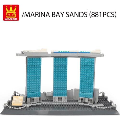 Famous Architecture Singapore Marina Bay Sands Diamond Blocks Merlion Statue Model CN Tower Big Ben Building Blocks Bricks Toys