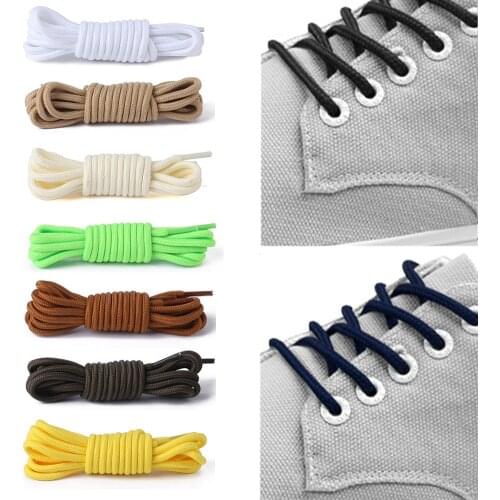 1 Pair Round Solid Shoelaces Top Quality Polyester Shoes Lace Solid Classic Round Shoelaces For Sneakers Boots Shoes Strings