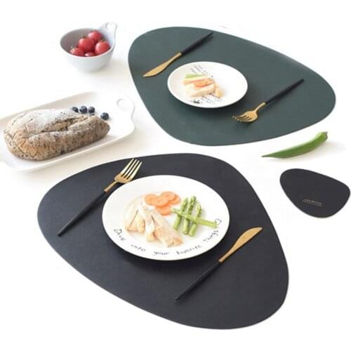 1pcs Leather Placemat Tableware Pad Oil Water Resistant Heat Insulation Non-slip Tablemat Coaster Set For Kitchen Washable Cup