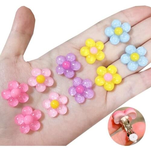 10pcs Children Cute Fruit Flowers Ear Clip Ear Cuff Creative Cartoon Girl Earring Clip Princess Sweet Clip Earring Kids Jewelry