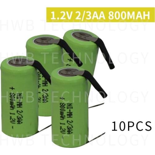 10 Pieces/lot New Original 1.2V 2/3AA 800mAh Ni-Mh 2/3 AA Ni-Mh Rechargeable Battery With Pins Free Shipping