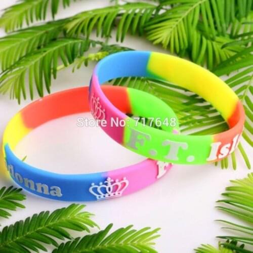 200pcs rainbow FTIsland wristband silicone bracelets rubber cuff wrist bands bangle free shipping by FEDEX