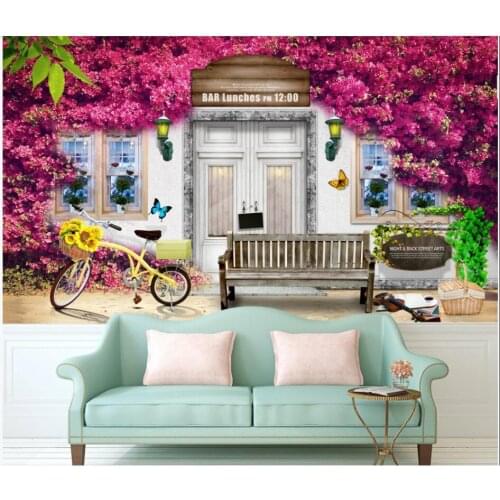 3d wall murals wallpaper for living room Seaside Rose Flower Vine Cafe background home decor photo wallpaper for walls 3 d