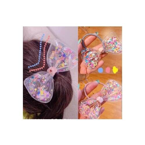 40pcs/lot DIY Multi Simple Quicksand Stars Hair Band PVC Transparent Bowknot Rubber Bands Hair Styling Tools Accessories HA856