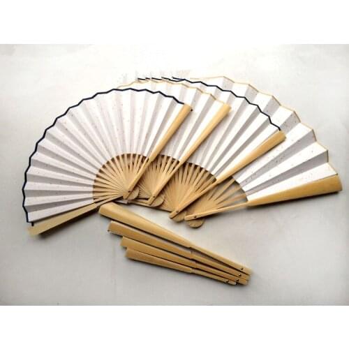 10pcs Large Bamboo Folding White Fan Rice Paper Hand Fans Adult Calligraphy Painting DIY Personalised Party Fans Home Decoration