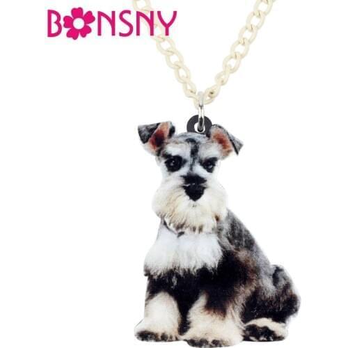 Bonsny Statement Acrylic Cute Schnauzer Dog Necklace Pendant Chain Choker Fashion Pets Jewelry For Women Girls Teens Accessories