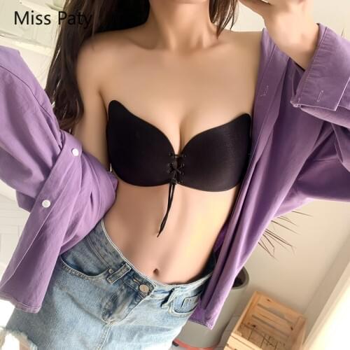 Sticky silicone paste strapless adhesive front cross buckle self-adhesive invisible bras push up underwearfor women plus size
