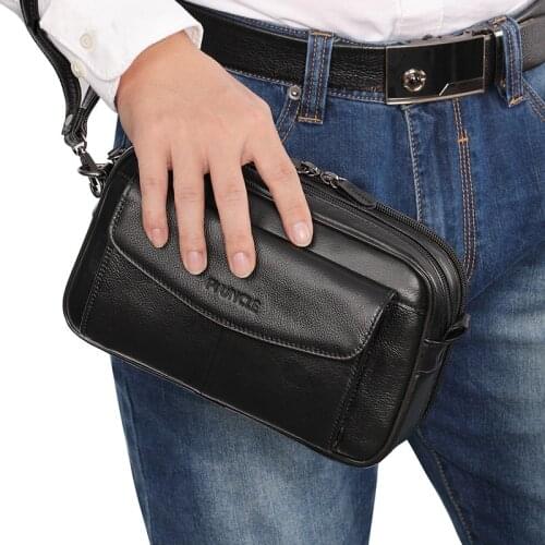 Genuine Leather Mens Hand Bags Business Casual Handle Wrist Purses Bag Hand-held Passport Bag Long Wallet Male Clutch Bag sac