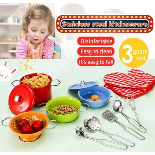 Childrens Play House Stainless Steel Kitchen Toy Set Cognitive Learning Simulation Little Girl Cooking Simulation Kitchenware