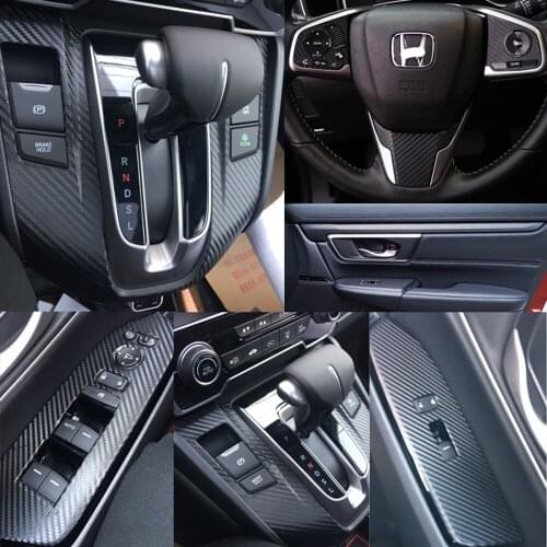 For Honda CRV 2017-2019 Interior Central Control Panel Door Handle 3D/5DCarbon Fiber Stickers Decals Car styling Cutted Vinyl