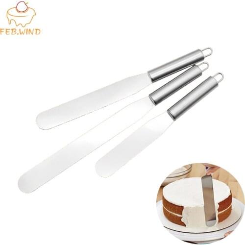 FEBWIND Baking Pastry Spatula Cake Decorating Tool Butter Cake Cream Spatula Stainless Steel Fondant Chocolate Spatula 012