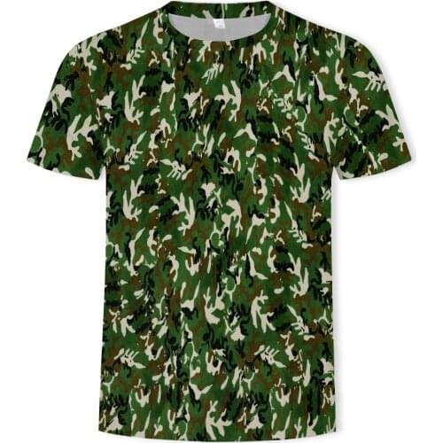 Summer new 3D printing T-shirt outdoor activities camouflage series digital pattern mens large size slim casual O-neck