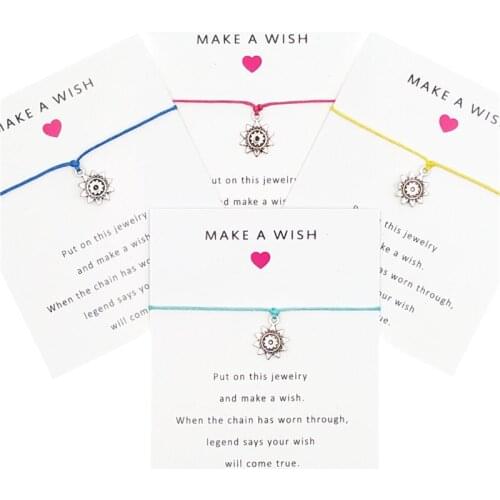 Infinity wish card bracelet retro sun flower card bracelet for student best friend sister gifts