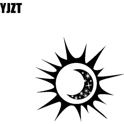 YJZT 15.4CM*14.5CM Interesting Sun And Moon Beautiful Artistic Delicate Nice Vinyl Decal Car Sticker Black/Silver C19-1567