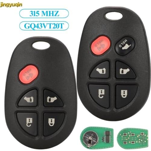 Jingyuqin Remote Car Key Fob Control 315MHZ For Toyota Highlander Sequoia Sienna Tundra GQ43VT20T 5/6 Buttons Keyless Entry