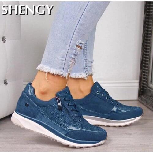 SHENGY Womens Wedges Sneakers Vulcanize Shoes Sequins Shake Shoes Fashion Girls Sport Shoes Woman Sneakers Shoes Woman Footwear