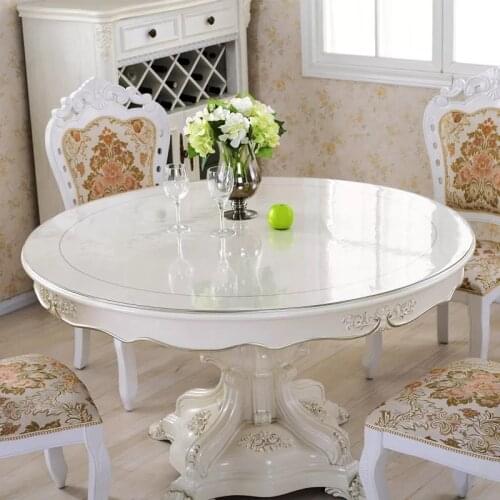BALLE PVC Round Table Cover Tablecloth Desk Pad Soft Glass Dining Heavy Duty Plastic Mat Circle Table Cloth
