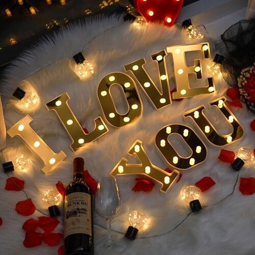 Letter Sign Light Up Decoration LED Alphabet Letter Lights LED Battery Letters Sign for Night Light Wedding Birthday Party D30