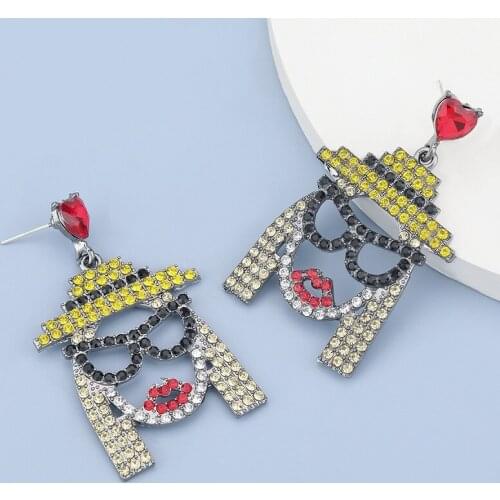Find Me Creative Alloy Acrylic Earrings Face Long Earrings For Women Fashion Jewelry Accessories
