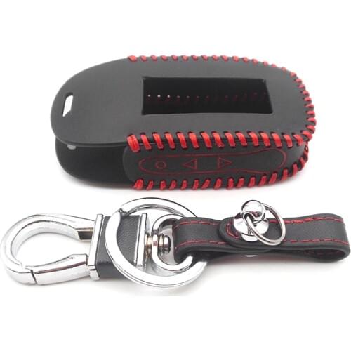 New B92 Leather Case For Starline B92 B94 B64 B62 Car alarm Remote Controller LCD Keychain Cover handmade style