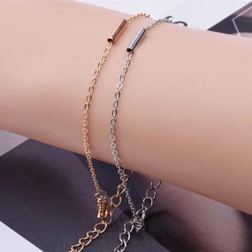 New Minimalist Punk Bijoux Fashion Charm Tube Gold Color Chain Bracelets For Women Gift Tiny Bangles Cheap Jewelry Gifts