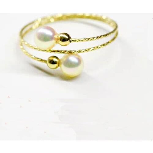 NYMPH 18K yellow gold ring AU750 natural AKOYA seawater pearl 4-4.5mm fine for women jewelry gift J500