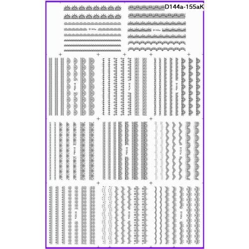 11 PACKS / LOT NAIL TATTOOS STICKER WATER DECAL NAIL ART BLACK LACE D SERIAL D144-154K