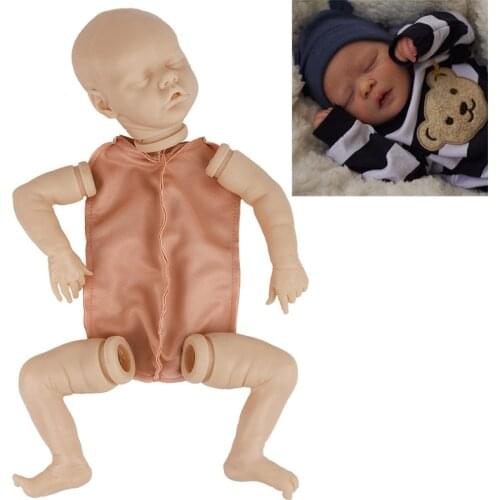 17 Inches Lifelike Reborn Baby Doll Newborn Sleeping Baby Twin B Vinyl Unpainted Unfinished Doll Parts DIY Blank Doll Kit