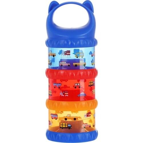 Car Print Travel 3 Layer Baby Milk Powder Dispenser Non-Spill Storage Container Compact size large capacity good sealing