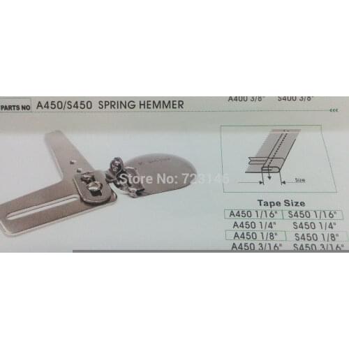 MADE IN JAPAN LOCKSTITCH DOUBLE FOLD BIAS BINDER HEMMER&HEMMER FEET SPRING HEMMER A450/S450