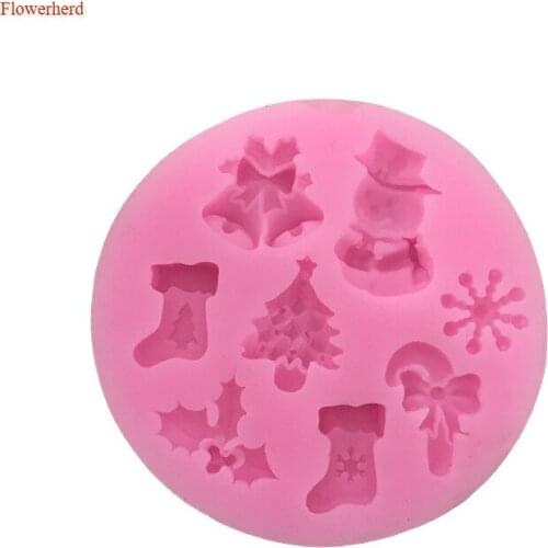 3D Sugarcraft Christmas Tree Snowman Stocks Shape Silicone Mold Chocolate Candy Mold Cake Decorating Tools Handmade Soap Form